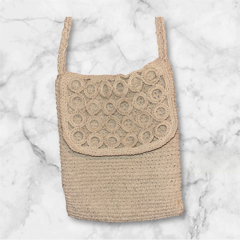 Crocheted Crossbody Bag Oatmeal Beautiful Very Clean Crocheted Crossbody Bag Oatmeal Beautiful Very Clean